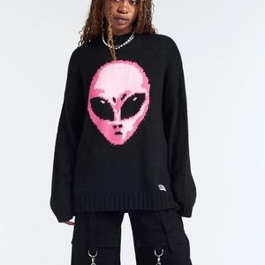 Pink Alien Oversized Knitted Sweatshirt